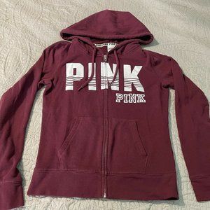 Pink Victoria Secret Women Full Zip Hooded Sweatshirt Small
